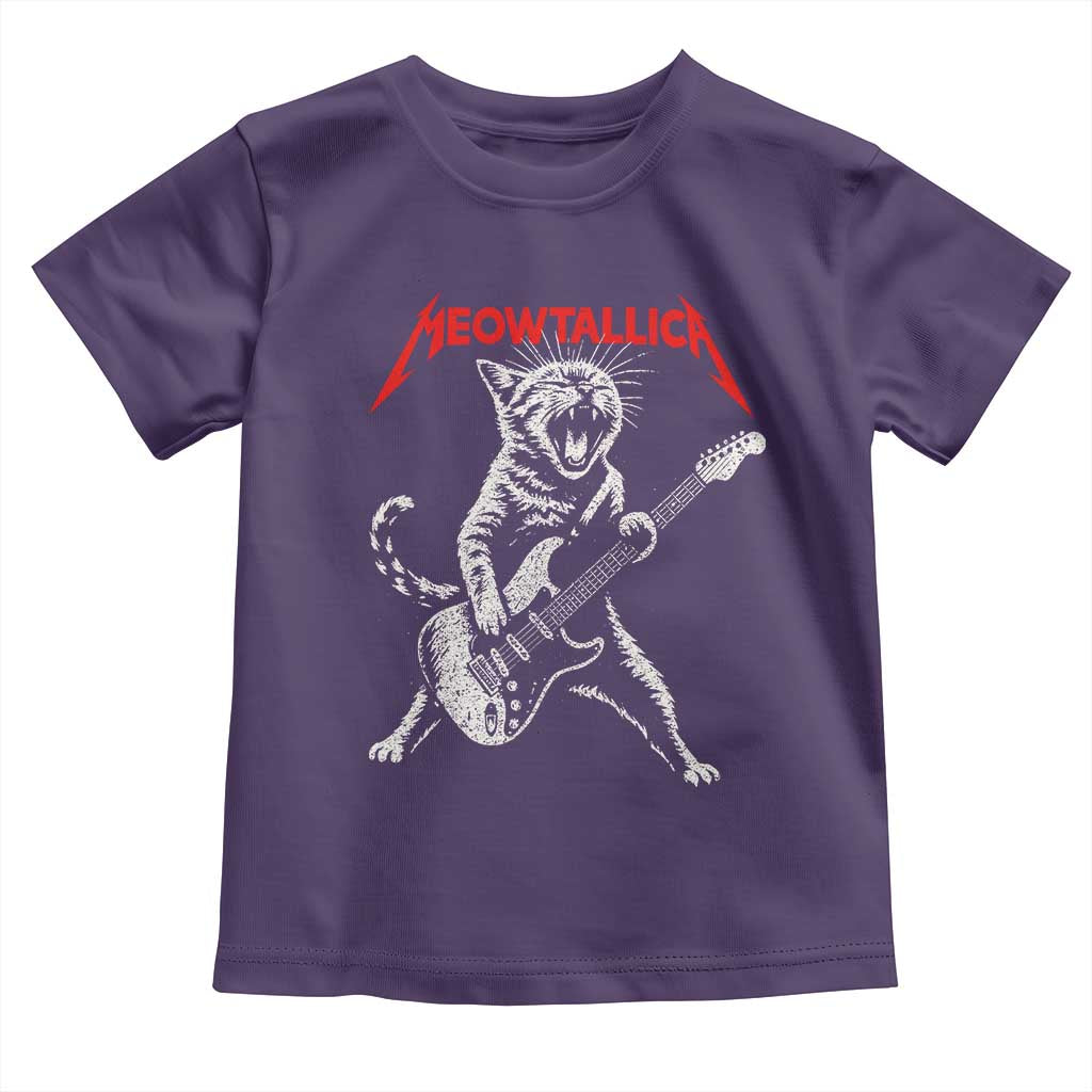 Funny Cat Playing Guitar Toddler T Shirt Vintage 90s Classic Rock Star Cat Graphic Rock and Roll - Wonder Print Shop