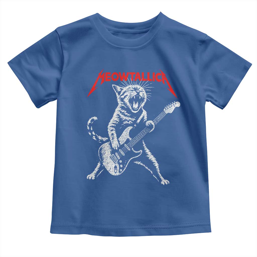 Funny Cat Playing Guitar Toddler T Shirt Vintage 90s Classic Rock Star Cat Graphic Rock and Roll - Wonder Print Shop
