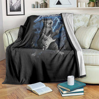 Funny Cat Playing Guitar Throw Blanket Vintage 90s Style Bootleg Graphic Rock Star Rock Cat - Wonder Print Shop