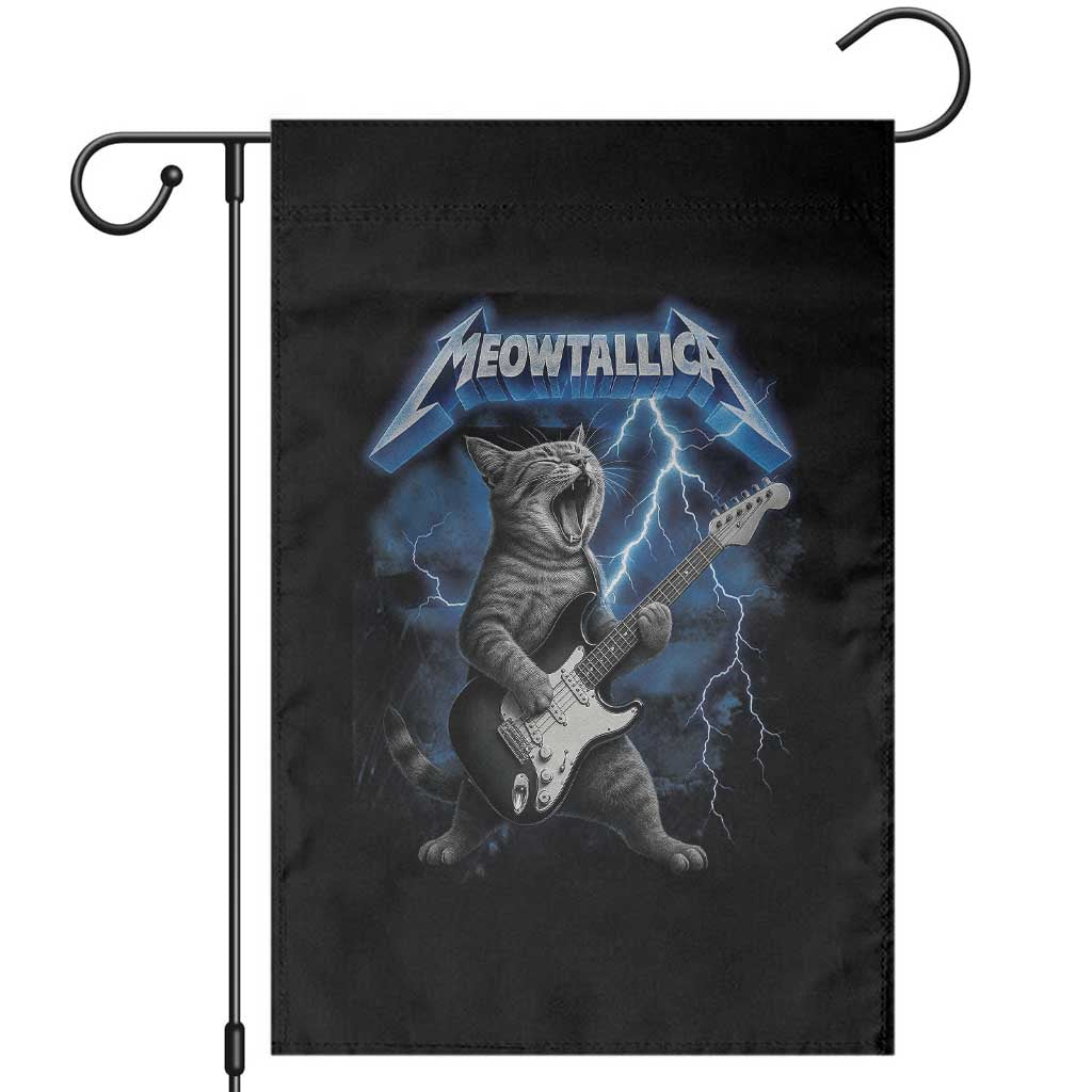 Funny Cat Playing Guitar Garden Flag Vintage 90s Style Bootleg Graphic Rock Star Rock Cat - Wonder Print Shop