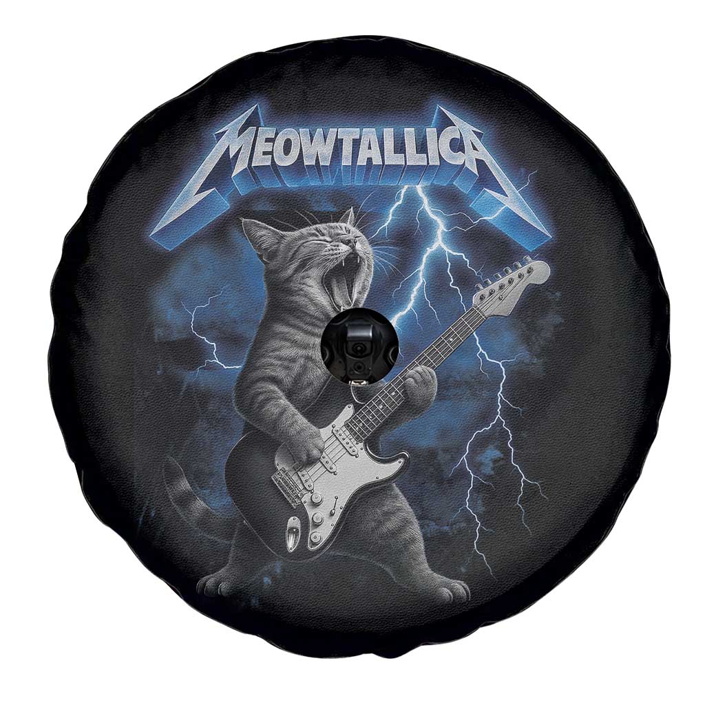 Funny Cat Playing Guitar Spare Tire Cover Vintage 90s Style Bootleg Graphic Rock Star Rock Cat - Wonder Print Shop