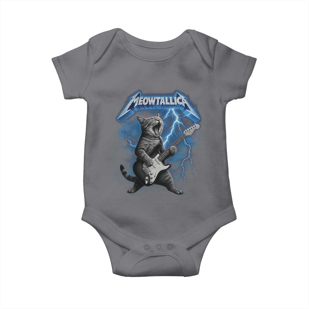 Funny Cat Playing Guitar Baby Onesie Vintage 90s Style Bootleg Graphic Rock Star Rock Cat - Wonder Print Shop