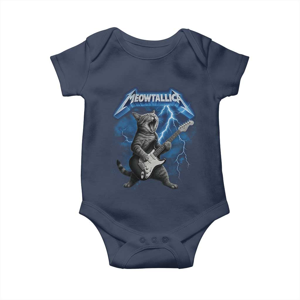 Funny Cat Playing Guitar Baby Onesie Vintage 90s Style Bootleg Graphic Rock Star Rock Cat - Wonder Print Shop
