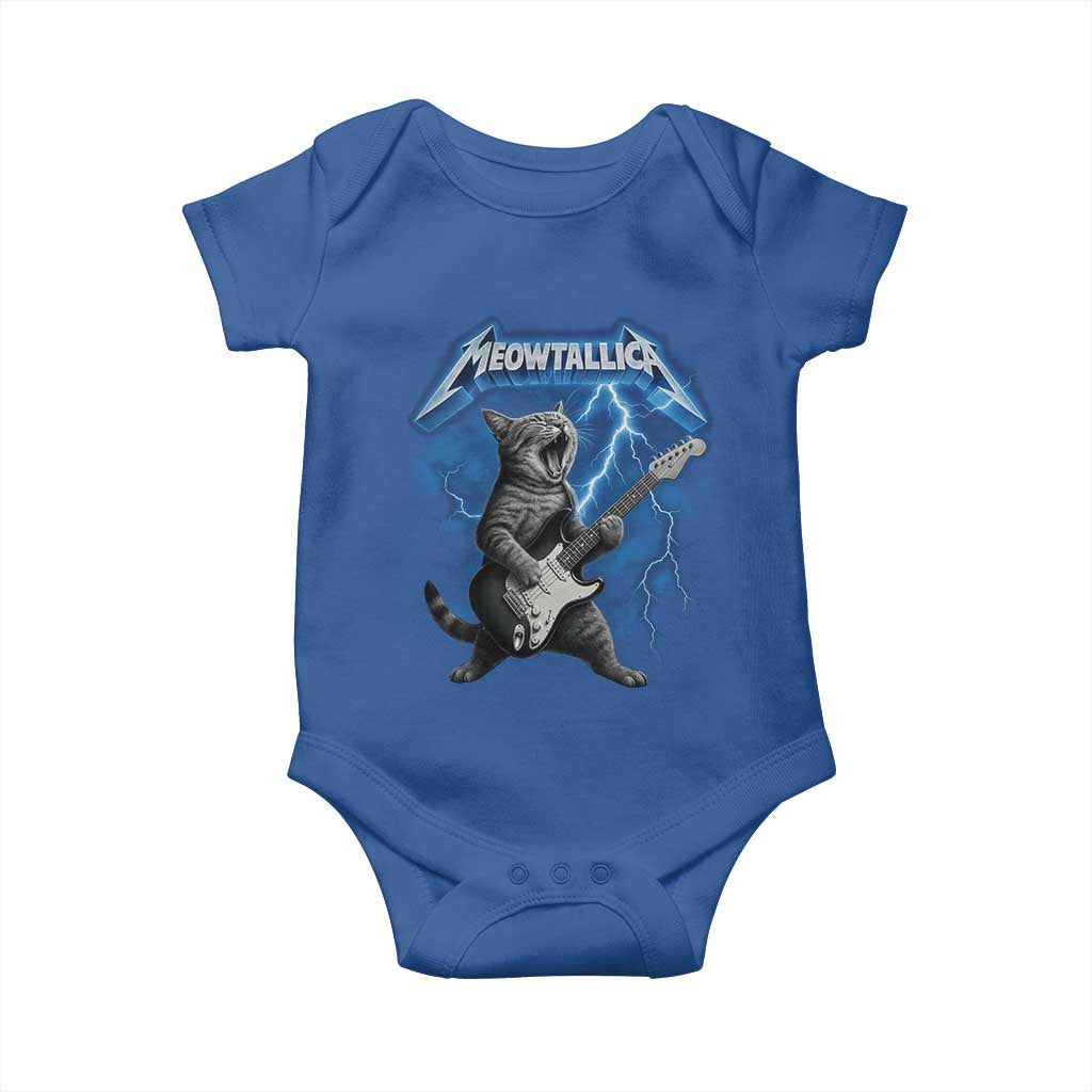Funny Cat Playing Guitar Baby Onesie Vintage 90s Style Bootleg Graphic Rock Star Rock Cat - Wonder Print Shop