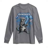 Funny Cat Playing Guitar Long Sleeve Shirt Vintage 90s Style Bootleg Graphic Rock Star Rock Cat - Wonder Print Shop
