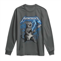 Funny Cat Playing Guitar Long Sleeve Shirt Vintage 90s Style Bootleg Graphic Rock Star Rock Cat - Wonder Print Shop