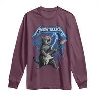 Funny Cat Playing Guitar Long Sleeve Shirt Vintage 90s Style Bootleg Graphic Rock Star Rock Cat - Wonder Print Shop
