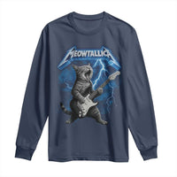 Funny Cat Playing Guitar Long Sleeve Shirt Vintage 90s Style Bootleg Graphic Rock Star Rock Cat - Wonder Print Shop