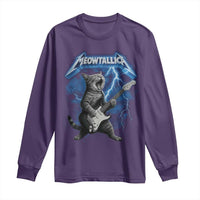 Funny Cat Playing Guitar Long Sleeve Shirt Vintage 90s Style Bootleg Graphic Rock Star Rock Cat - Wonder Print Shop