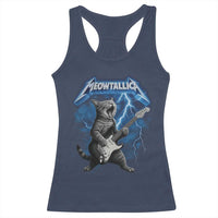 Funny Cat Playing Guitar Racerback Tank Top Vintage 90s Style Bootleg Graphic Rock Star Rock Cat - Wonder Print Shop