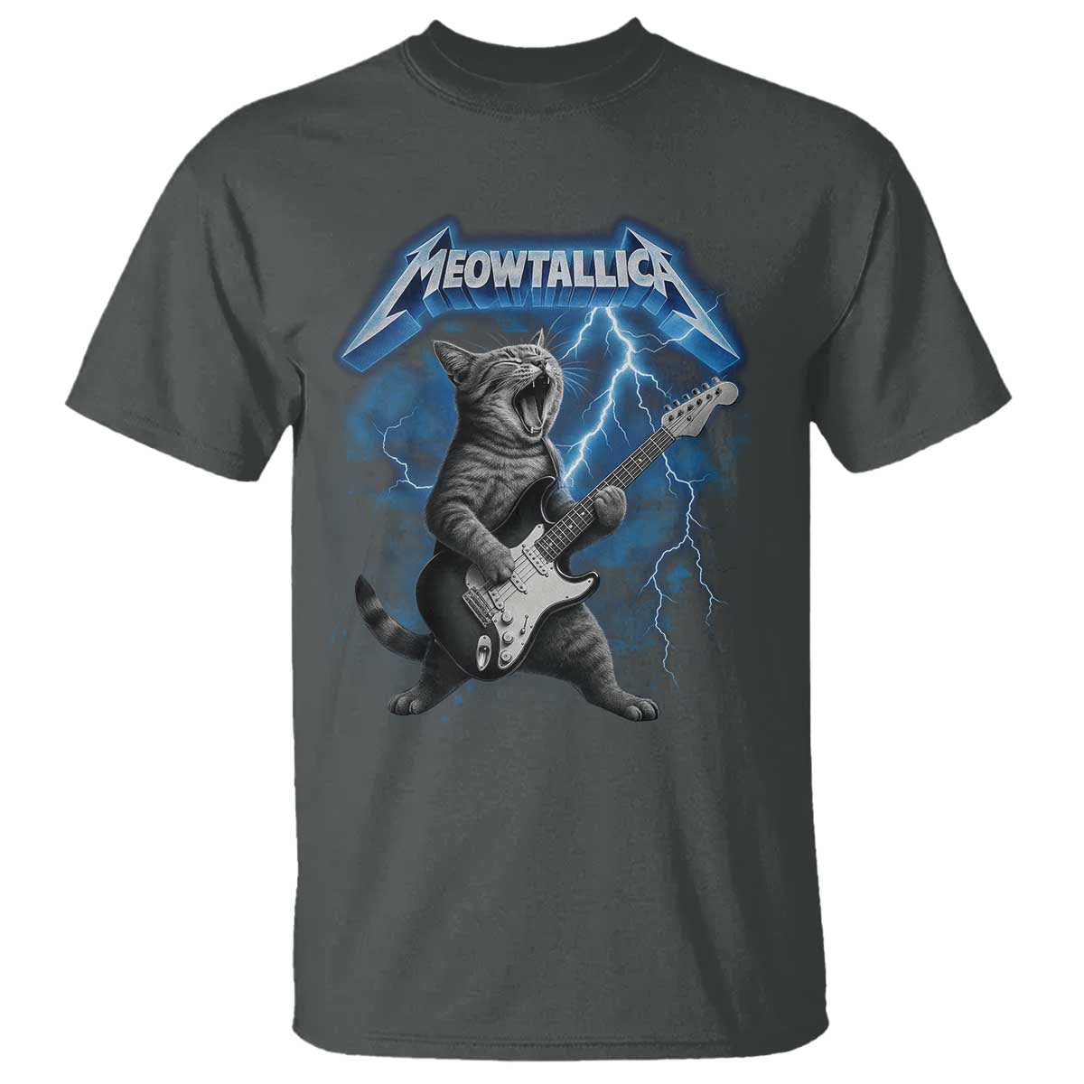 Funny Cat Playing Guitar T Shirt Vintage 90s Style Bootleg Graphic Rock Star Rock Cat - Wonder Print Shop