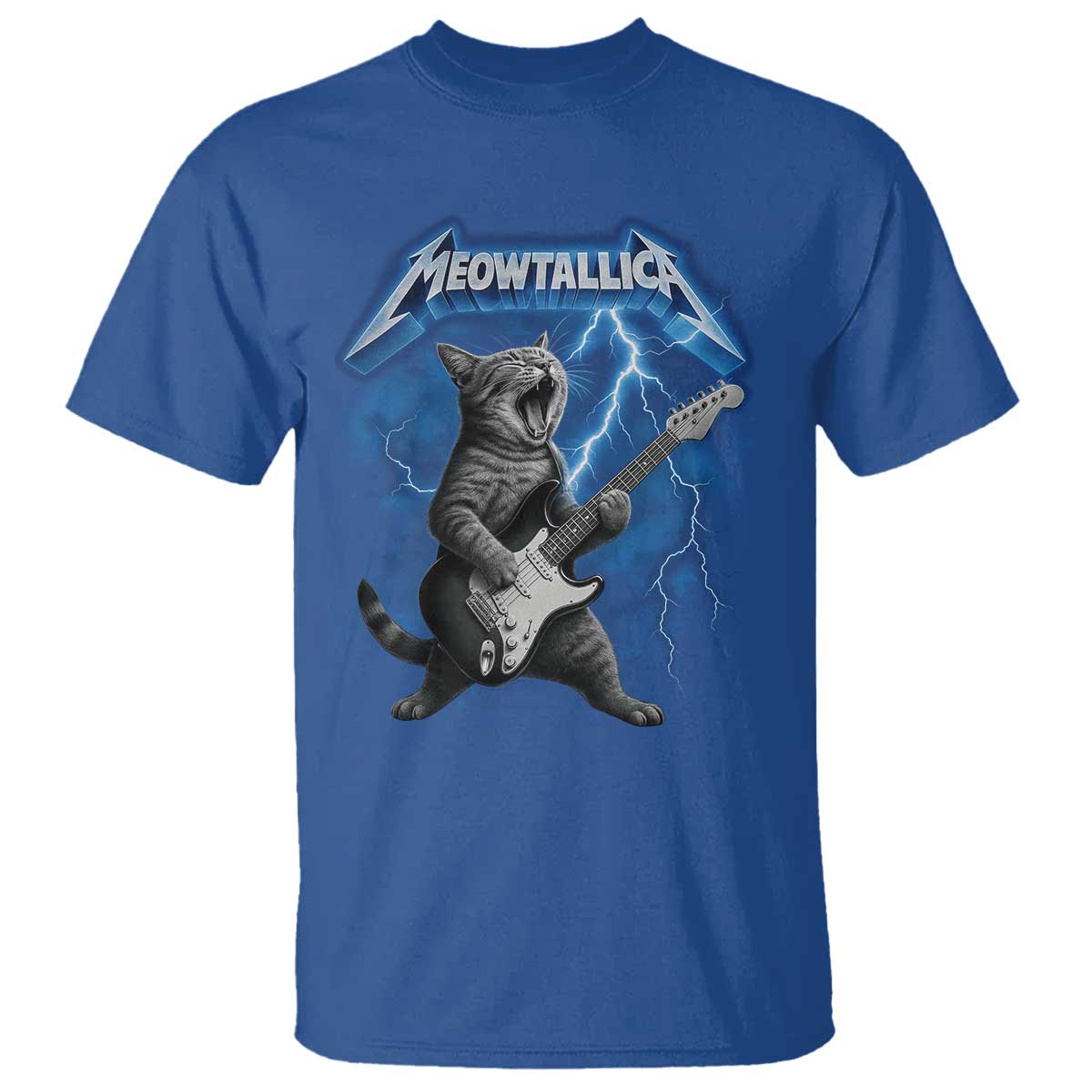 Funny Cat Playing Guitar T Shirt Vintage 90s Style Bootleg Graphic Rock Star Rock Cat - Wonder Print Shop