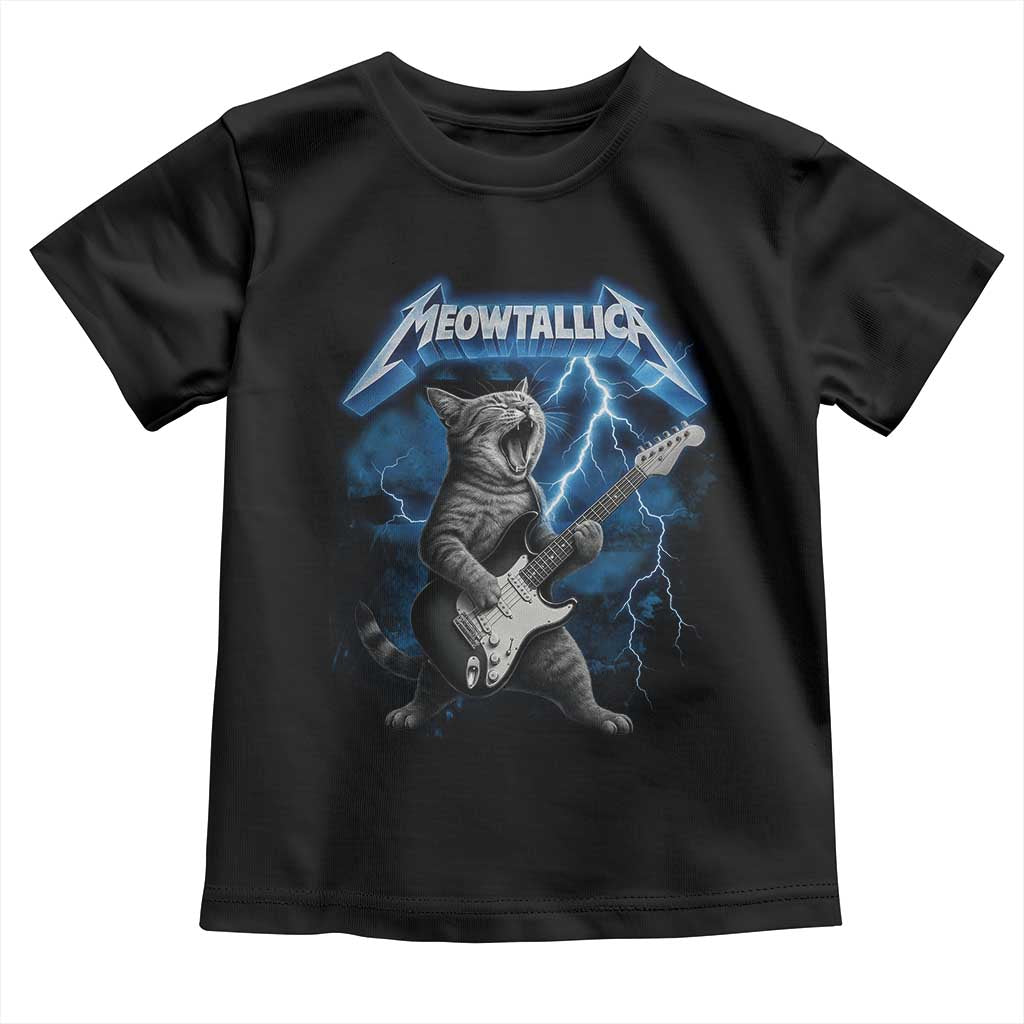 Funny Cat Playing Guitar Toddler T Shirt Vintage 90s Style Bootleg Graphic Rock Star Rock Cat - Wonder Print Shop