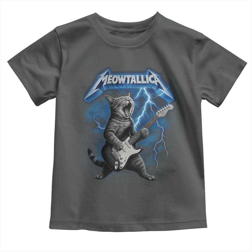 Funny Cat Playing Guitar Toddler T Shirt Vintage 90s Style Bootleg Graphic Rock Star Rock Cat - Wonder Print Shop