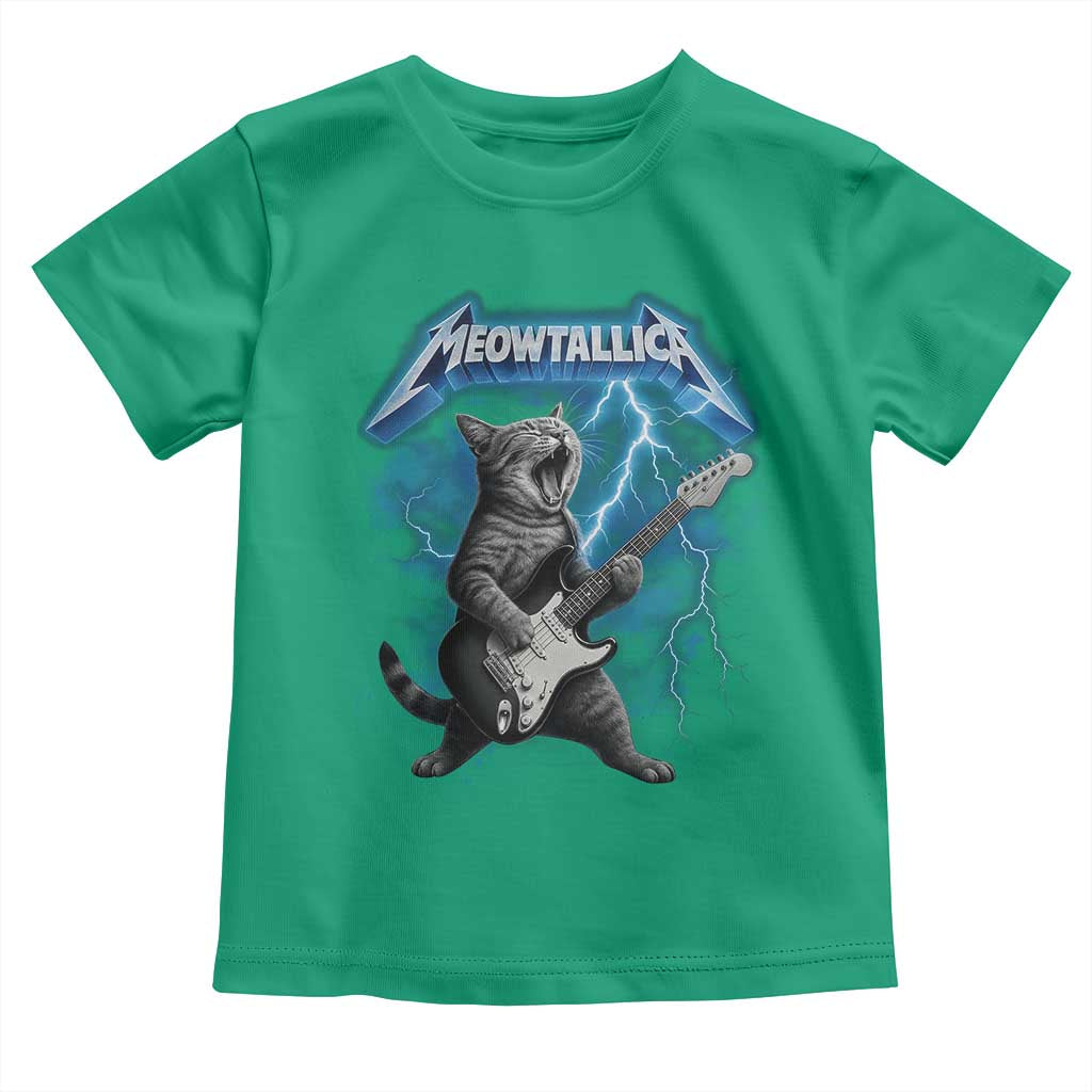 Funny Cat Playing Guitar Toddler T Shirt Vintage 90s Style Bootleg Graphic Rock Star Rock Cat - Wonder Print Shop