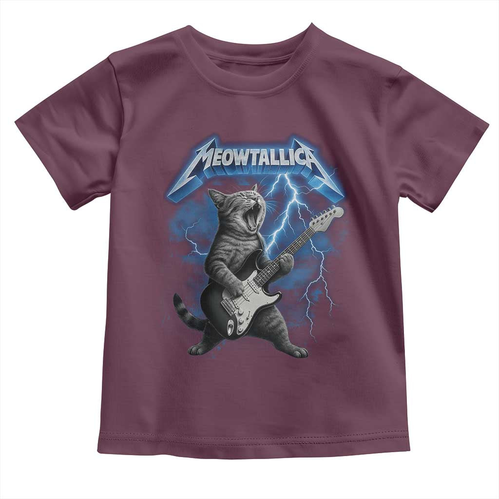 Funny Cat Playing Guitar Toddler T Shirt Vintage 90s Style Bootleg Graphic Rock Star Rock Cat - Wonder Print Shop