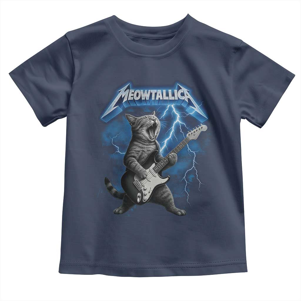 Funny Cat Playing Guitar Toddler T Shirt Vintage 90s Style Bootleg Graphic Rock Star Rock Cat - Wonder Print Shop