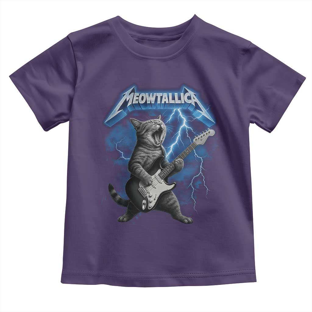 Funny Cat Playing Guitar Toddler T Shirt Vintage 90s Style Bootleg Graphic Rock Star Rock Cat - Wonder Print Shop