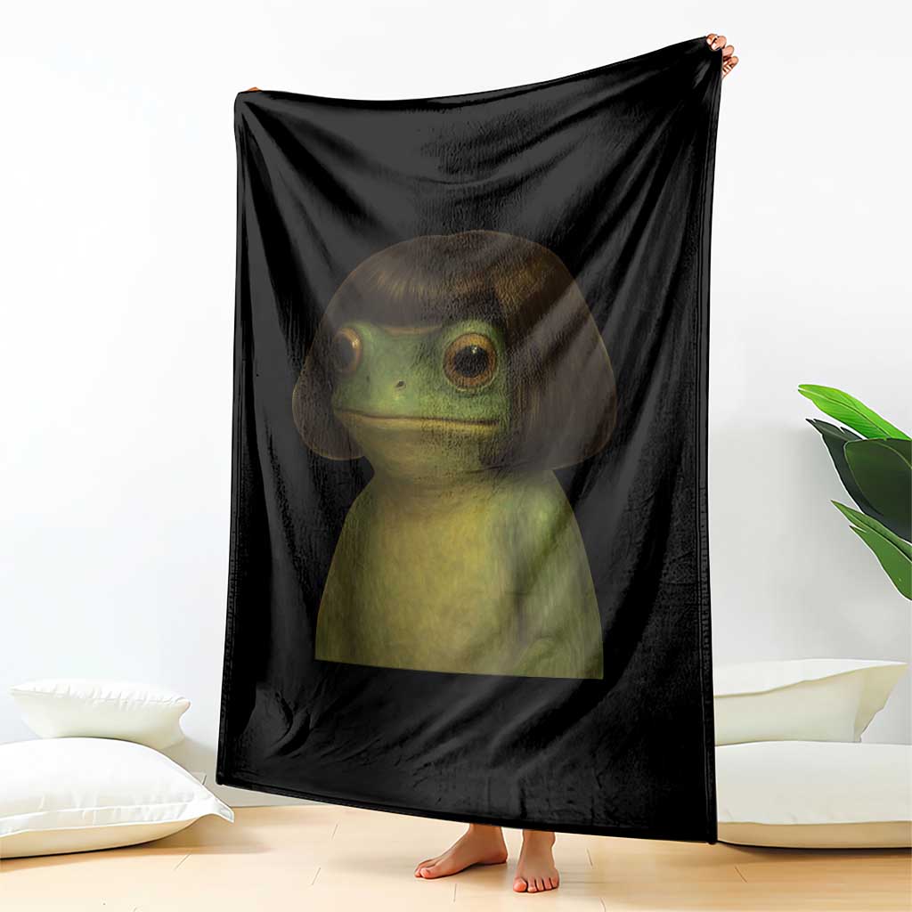 Funny Frog Bob Haircut Meme Throw Blanket Silly Toad Trends - Wonder Print Shop