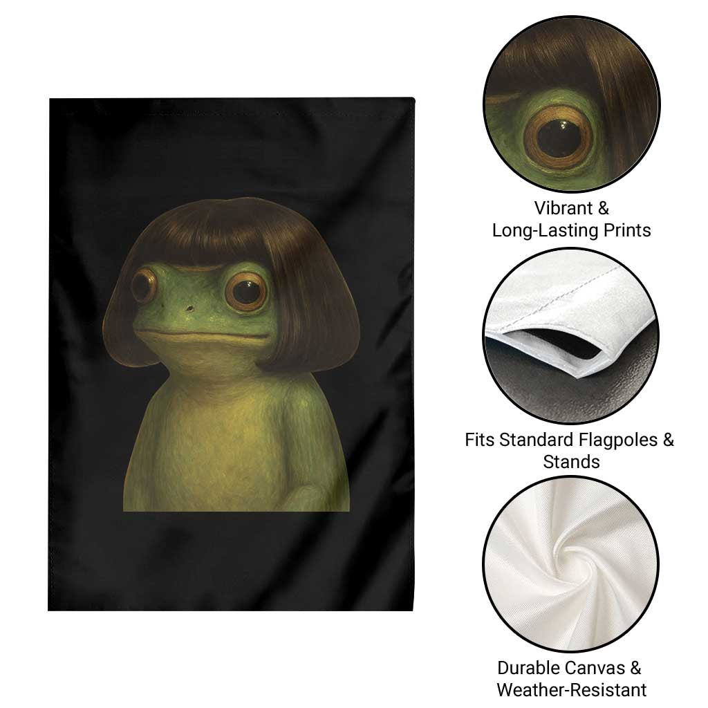 Funny Frog Bob Haircut Meme Garden Flag Silly Toad Trends - Wonder Print Shop