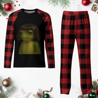 Funny Frog Bob Haircut Meme Plaid Pajama Set Silly Toad Trends - Wonder Print Shop