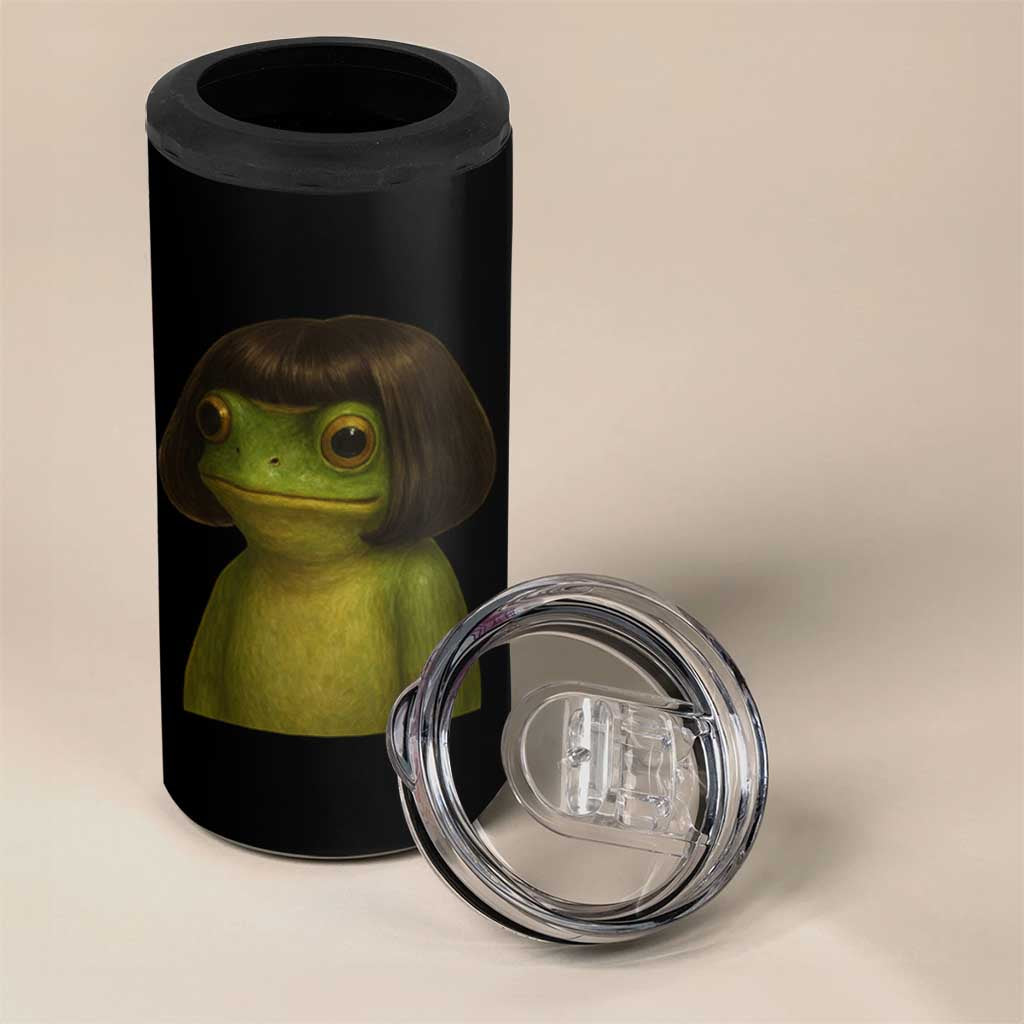Funny Frog Bob Haircut Meme 4 in 1 Can Cooler Tumbler Silly Toad Trends - Wonder Print Shop