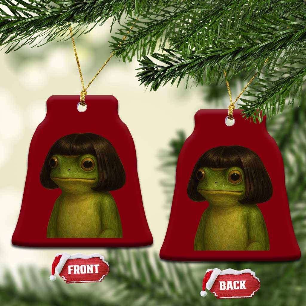Funny Frog Bob Haircut Meme Ceramic Ornament Silly Toad Trends - Wonder Print Shop