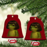 Funny Frog Bob Haircut Meme Ceramic Ornament Silly Toad Trends - Wonder Print Shop