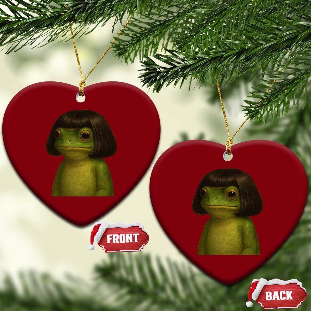 Funny Frog Bob Haircut Meme Ceramic Ornament Silly Toad Trends - Wonder Print Shop