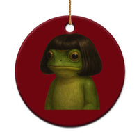 Funny Frog Bob Haircut Meme Ceramic Ornament Silly Toad Trends - Wonder Print Shop