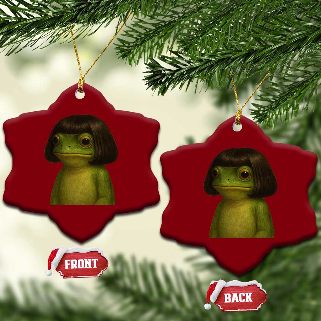 Funny Frog Bob Haircut Meme Ceramic Ornament Silly Toad Trends - Wonder Print Shop