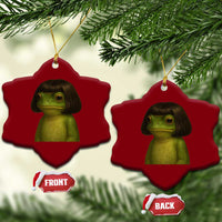Funny Frog Bob Haircut Meme Ceramic Ornament Silly Toad Trends - Wonder Print Shop