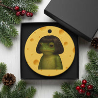Funny Frog Bob Haircut Meme Ceramic Ornament Silly Toad Trends - Wonder Print Shop