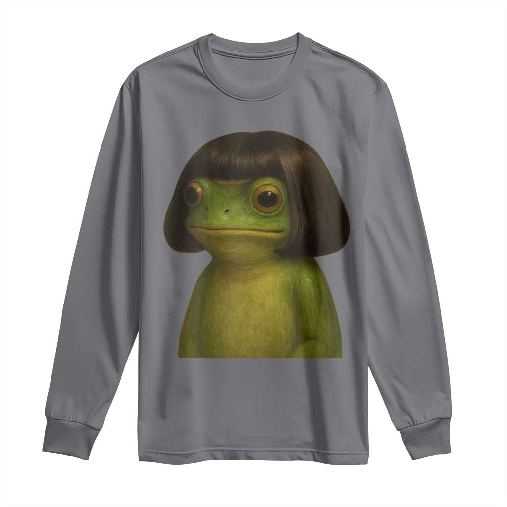 Funny Frog Bob Haircut Meme Long Sleeve Shirt Silly Toad Trends - Wonder Print Shop