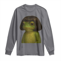 Funny Frog Bob Haircut Meme Long Sleeve Shirt Silly Toad Trends - Wonder Print Shop