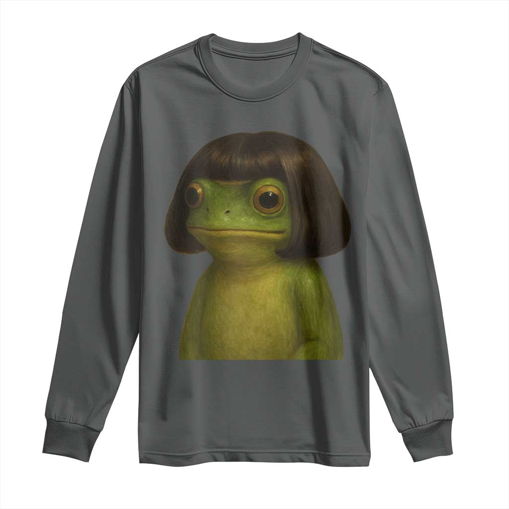 Funny Frog Bob Haircut Meme Long Sleeve Shirt Silly Toad Trends - Wonder Print Shop