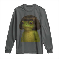 Funny Frog Bob Haircut Meme Long Sleeve Shirt Silly Toad Trends - Wonder Print Shop
