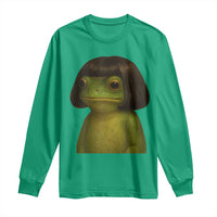 Funny Frog Bob Haircut Meme Long Sleeve Shirt Silly Toad Trends - Wonder Print Shop