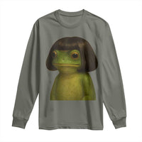 Funny Frog Bob Haircut Meme Long Sleeve Shirt Silly Toad Trends - Wonder Print Shop