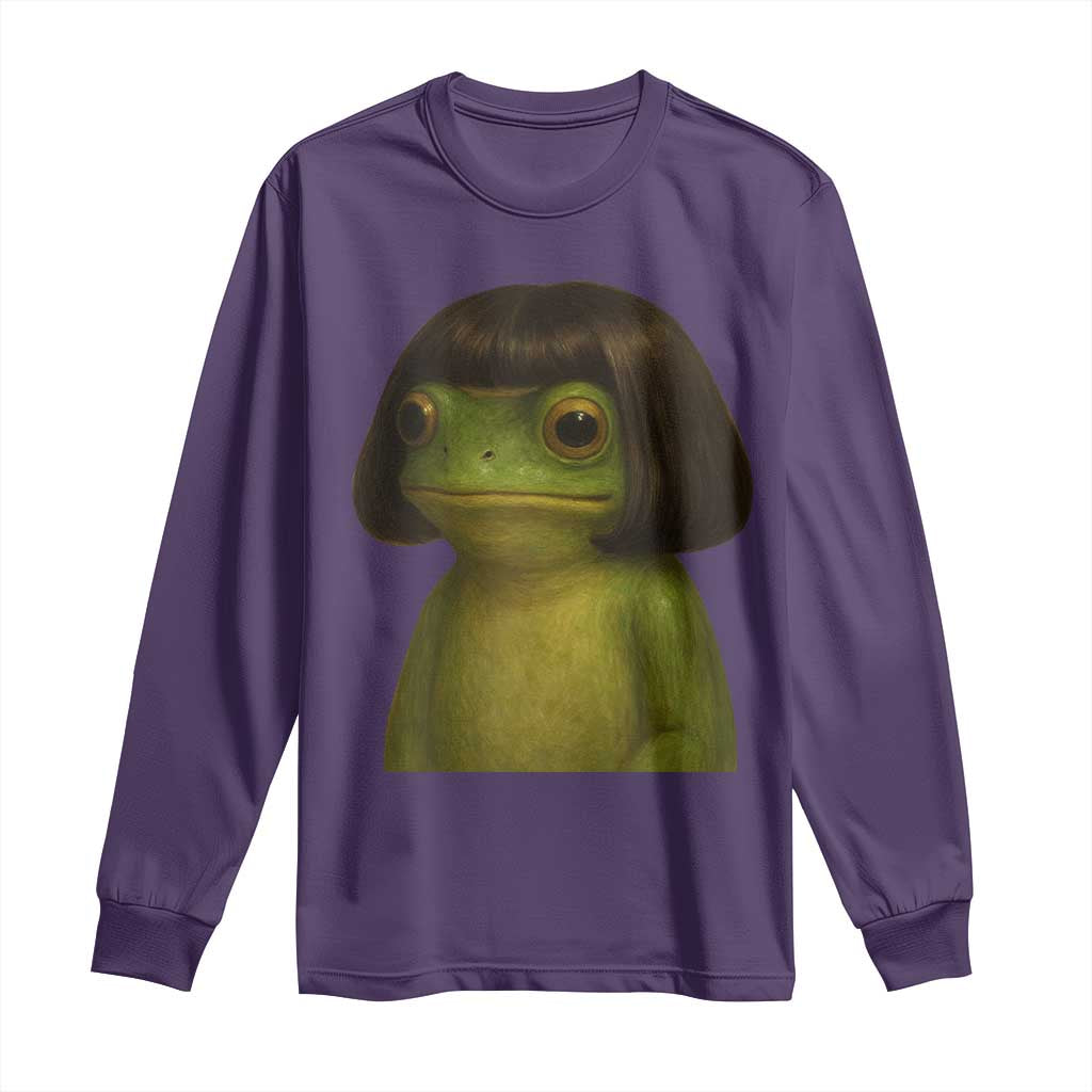 Funny Frog Bob Haircut Meme Long Sleeve Shirt Silly Toad Trends - Wonder Print Shop