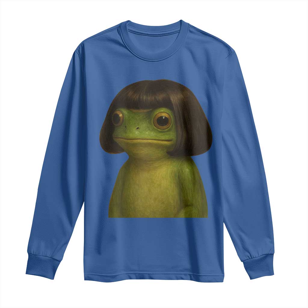 Funny Frog Bob Haircut Meme Long Sleeve Shirt Silly Toad Trends - Wonder Print Shop