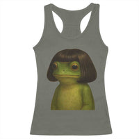 Funny Frog Bob Haircut Meme Racerback Tank Top Silly Toad Trends - Wonder Print Shop
