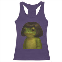 Funny Frog Bob Haircut Meme Racerback Tank Top Silly Toad Trends - Wonder Print Shop
