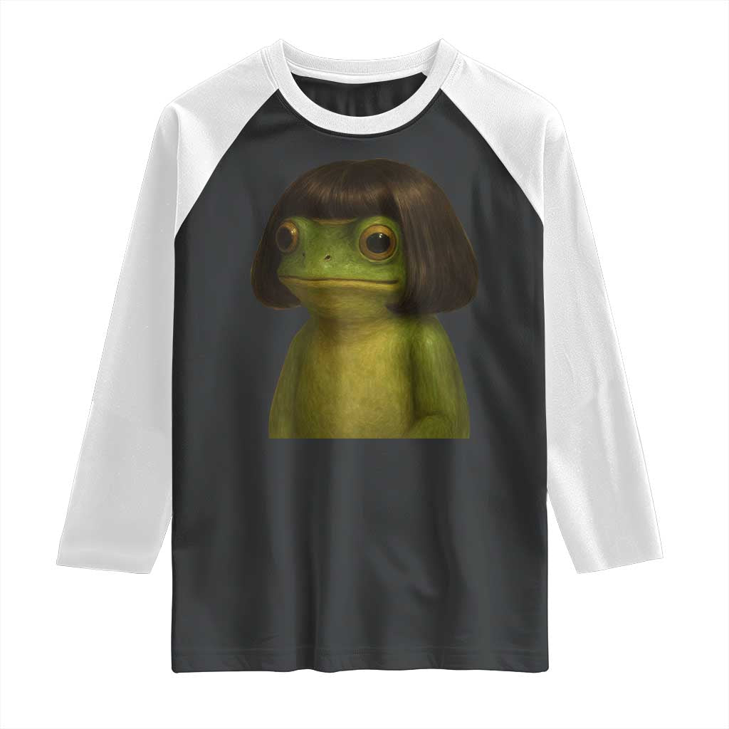 Funny Frog Bob Haircut Meme Raglan Shirt Silly Toad Trends - Wonder Print Shop