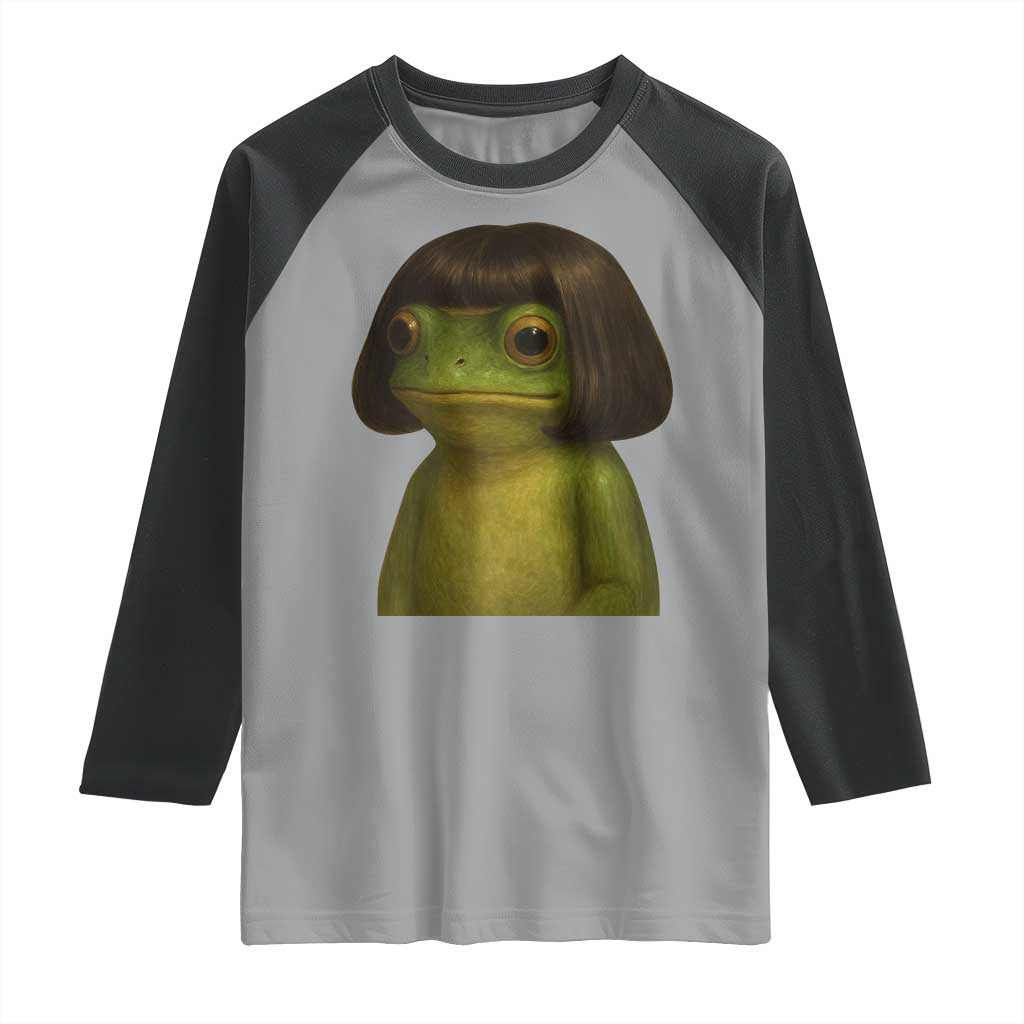 Funny Frog Bob Haircut Meme Raglan Shirt Silly Toad Trends - Wonder Print Shop
