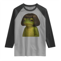 Funny Frog Bob Haircut Meme Raglan Shirt Silly Toad Trends - Wonder Print Shop