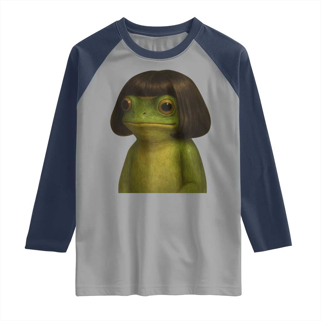 Funny Frog Bob Haircut Meme Raglan Shirt Silly Toad Trends - Wonder Print Shop