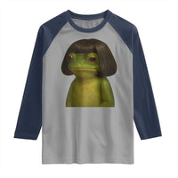 Funny Frog Bob Haircut Meme Raglan Shirt Silly Toad Trends - Wonder Print Shop