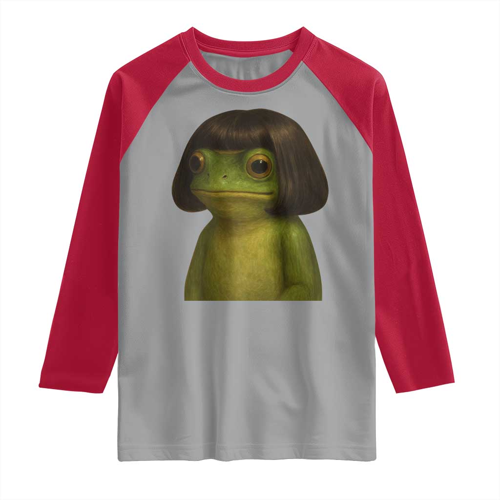 Funny Frog Bob Haircut Meme Raglan Shirt Silly Toad Trends - Wonder Print Shop