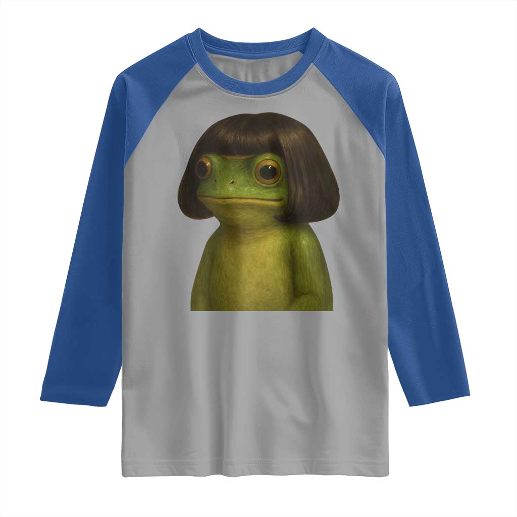 Funny Frog Bob Haircut Meme Raglan Shirt Silly Toad Trends - Wonder Print Shop